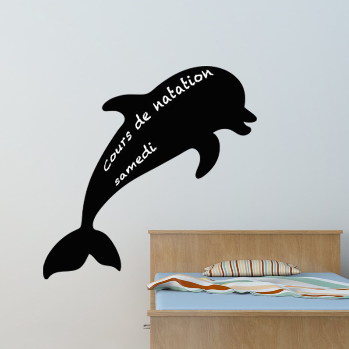 Ambiance Sticker Schoolbordsticker - uitwisbare zelfklevende muurstickers - Dolfijn silhouet - 40x40cm Multi color