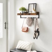 IN.HOMEXL - Steve - Kapstokken - Kapstok voor Kledinghangers - Industrieel - Vintage Bruin met Zwarte Haken - 60x25x15cm - 5 Haken