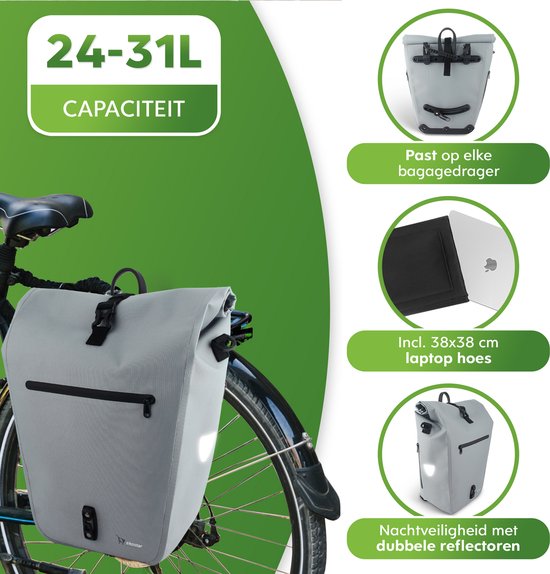 Ekostar® - 2in1 Fietstas - Waterdicht - Duurzaam - TPU - Reflecterend Grijs - Fietstas enkele - Fietstassen electrische fietsen van Merkloos — afbeelding 5