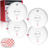 Bol.com Deprendo 4x Rookmelder met 10 Jaar Batterij - Koppelbaar Brandalarm - Zonder Boren - Incl. 3M Magneet Montage - Magneetb... aanbieding