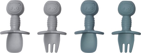 Sproudsy Couverts pour enfants - Bébé - 2 Cuillères et Fourchettes Bébé - Couverts Bébé - Sans BPA - Grijs Blauw