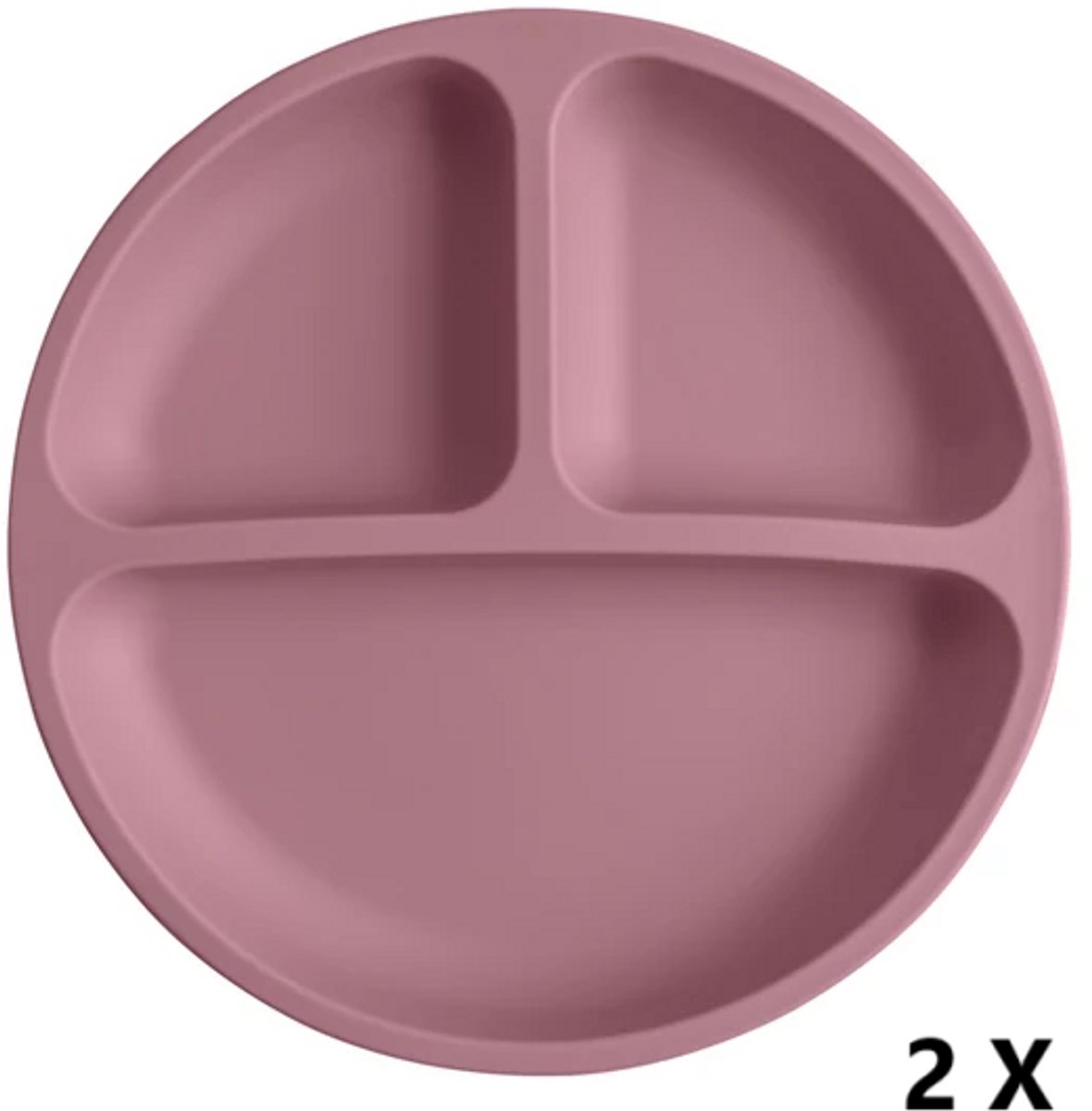 LuukyBB - 2 x Siliconen Bord Baby Kind - Roze - Kinderbord Servies - Met 4 Zuignappen - Sterk - Dinerbord - Ontbijtbord - Vakjes Vakken - Microplastic BPA-vrij - Vakjesbord Zuignap - Babyservies Babybord Set Vakjesbord Kind Baby Kinderservies