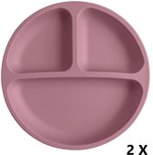 Assiette en Siliconen Bébé et enfant - Rose - Assiette pour enfant - Avec 4 ventouses - Résistante - Assiette à dîner - Assiette à petit-déjeuner - Compartiments - Sans BPA