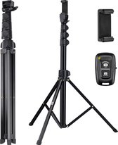 Studio ME Telefoon Statief - 170 cm - Tripod Smartphone - Zwart - Camera Statief - Telefoonhouder - Incl. Bluetooth Afstandsbediening - Tripod Iphone - Statief Telefoon