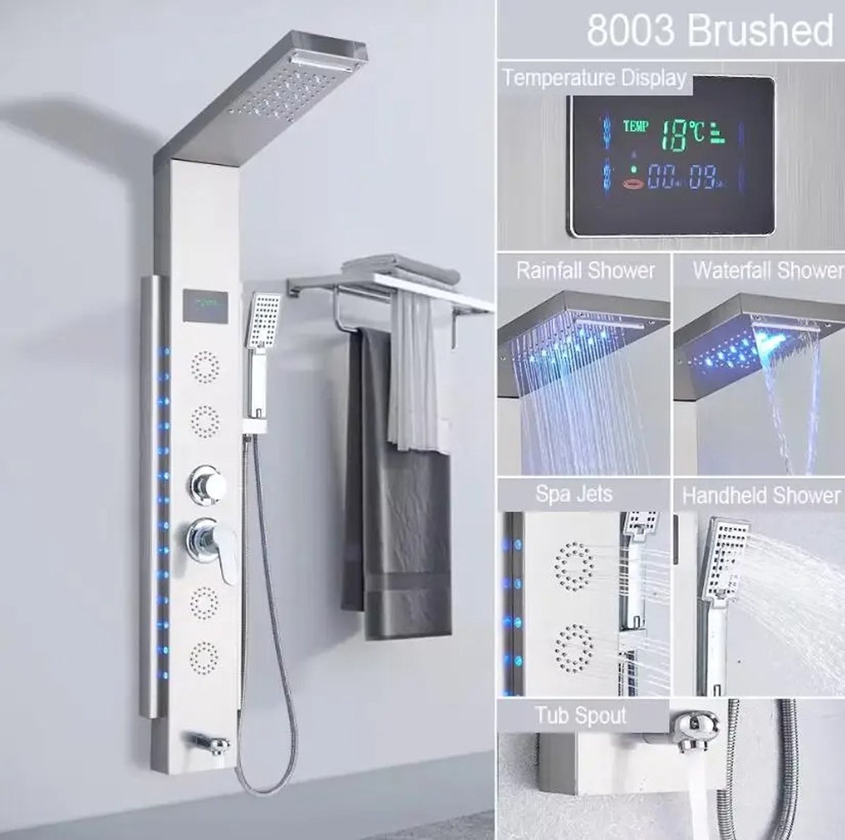 CS® - Douchewand- Douchekolom- Douchepanelen- Douche paneel- Douchekolom met thermostaatkraan- Douchepaneel - Douchepaneel met regendouche- Douchepaneel met mengkraan- Led- Digitaal scherm- Massage-