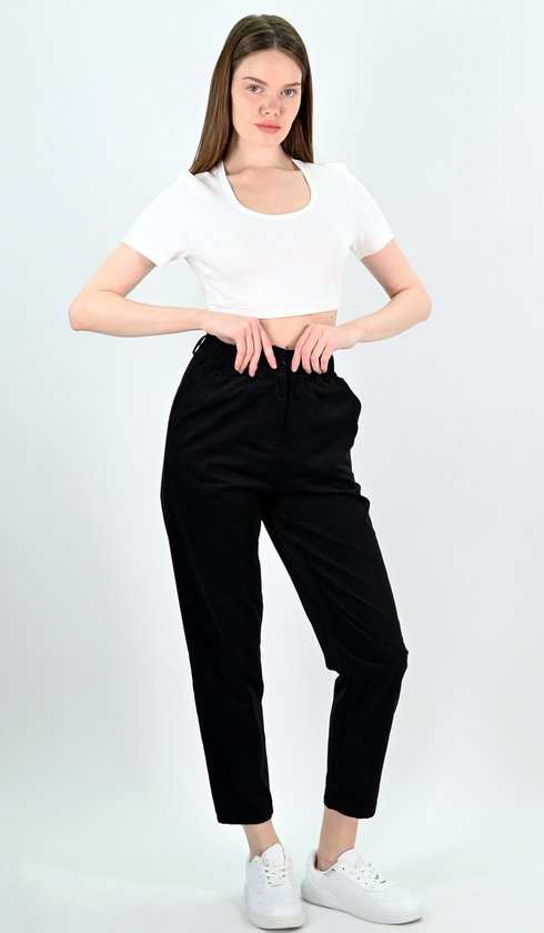 YesMooi - Pantalon en velours côtelé - Zwart - S (36) - 100 % Katoen - Pantalon femme