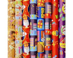 Product afbeelding van Sinterklaaspapier cadeaupapier - XXL sinterklaaspapier - 3 meter x 70 cm - 12 rollen