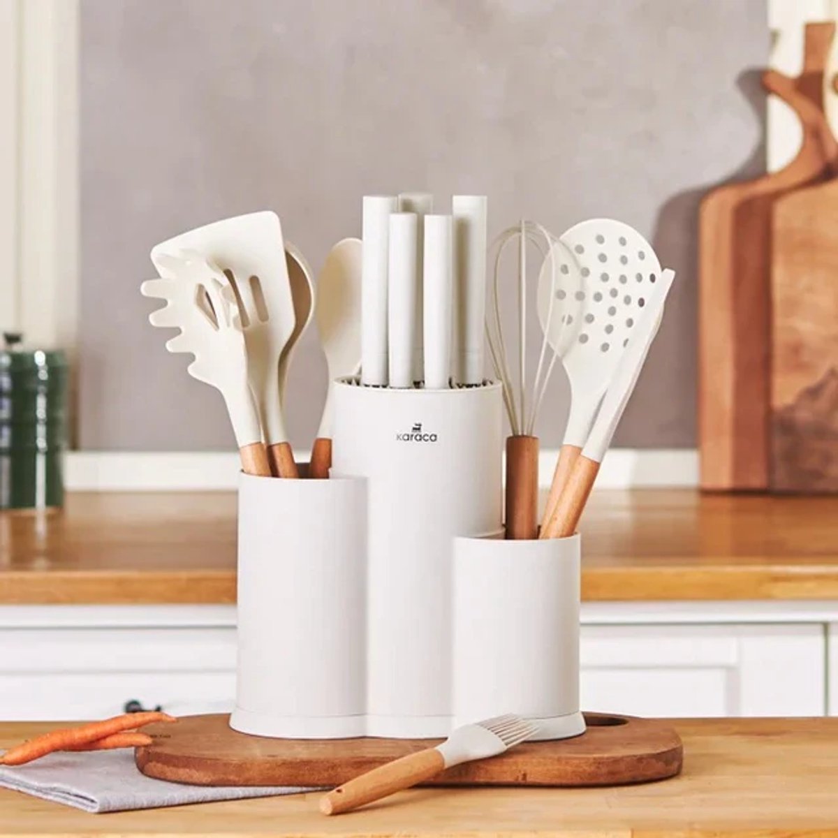 Karaca Burby – 14-delige Messen en Keukengerei Set – Creme