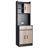 COSTWAY Keukenkast, buffetkast met lade, verstelbare planken en kabelgat, hoge kast keukenhout, grote open ruimte voor magnetron, vrijstaand, 60 x 40 x 180cm