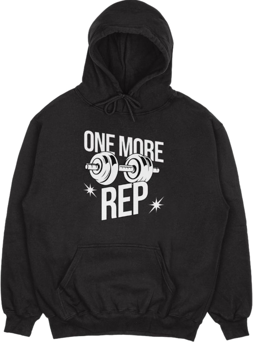 One More Rep Hoodie - Maat L - Trui - Gym Hoodie - Sport - Sportshoodie heren - Pumpcover - Hoodie dames - Uniseks - Sport kleding - TrainingsDoelen - Training - Fitness - Workout
