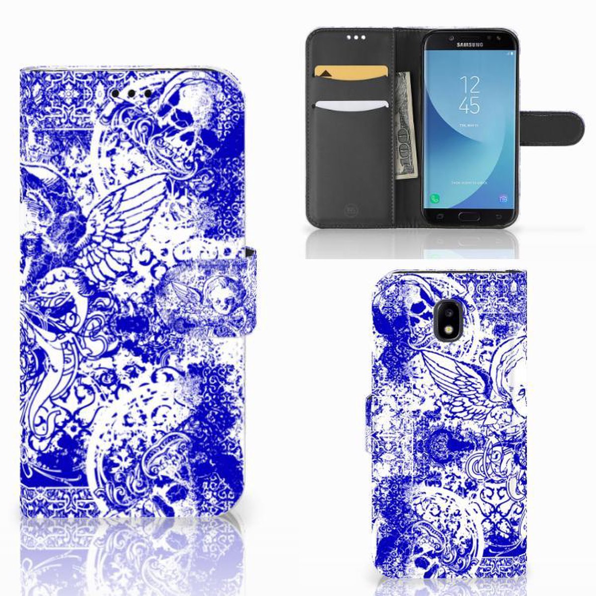 Telefoonhoesje met Naam Samsung Galaxy A30 Angel Skull Blauw