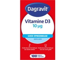 Dagravit Vitamine D 10µg parels - Ondersteunt het behoud van sterke botten en een sterk gebit - Goed opneembaar door de oliebasis - 100 parels