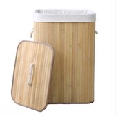 Ceruzo Bamboe Wasmand met Deksel - 72L - Bamboe - Binnenzak Wasbaar - Wassorteerder - Handvaten-Naturel