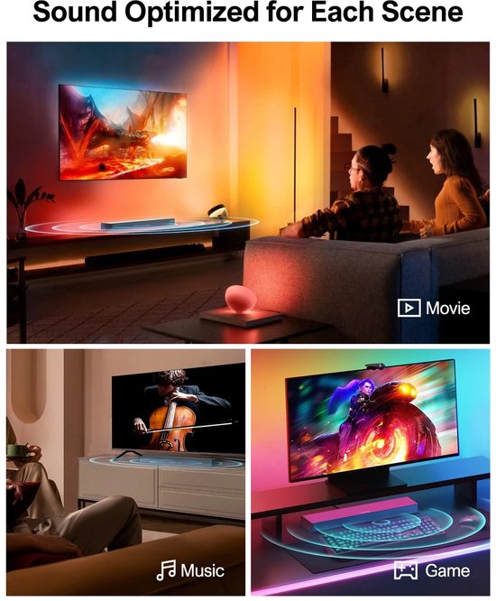Rustive Soundbar - Soundbars voor TV - Soundbar met Subwoofer - Met Bluetooth - 160W - 3D Surround Geluidssysteem - Zwart — afbeelding 3