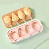Colorful Sun® Siliconen IJsvormpjes - BPA Vrij - Herbruikbare IJs Lolly Vormen - DIY IJsjes Maken - IJsjesvormpjes met Deksel - Geschikt voor Kinderen & Volwassenen - IJs Maken zonder Gemors - 1 Stuk met IJsstokjes - Fruit