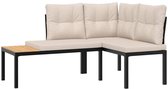 vidaXL Tuinbanken met kussens - 2 stuks - Staal - Zwart Tuinbank - Zwarte Tuinbank - Buitenbank - Lounge Bank - Tuinset