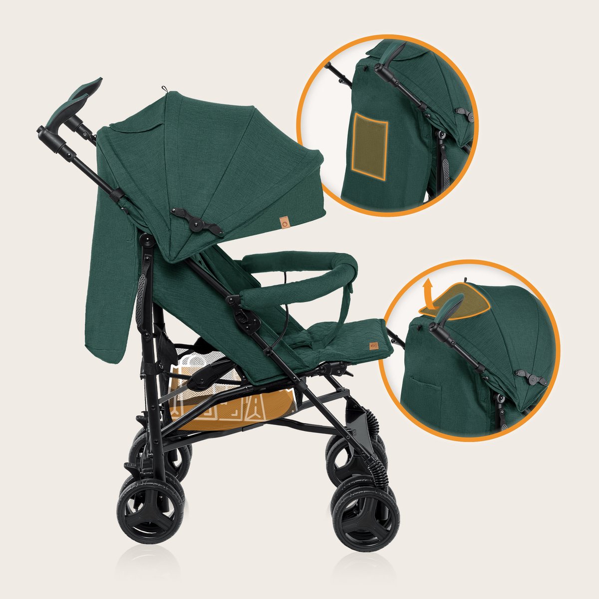Lionelo Irma - Buggy - Wandelwagen - Duurzame en Lichte 7kg Kinderwagen - Geschikt voor Kinderen tot 15 kg - Geveerde wielen - 360° - van 6 maanden tot 5 jaar - Opbergmand - Verstelbare handgreep - Snel inklapsysteem - Compact formaat - Muskietennet – foto 6