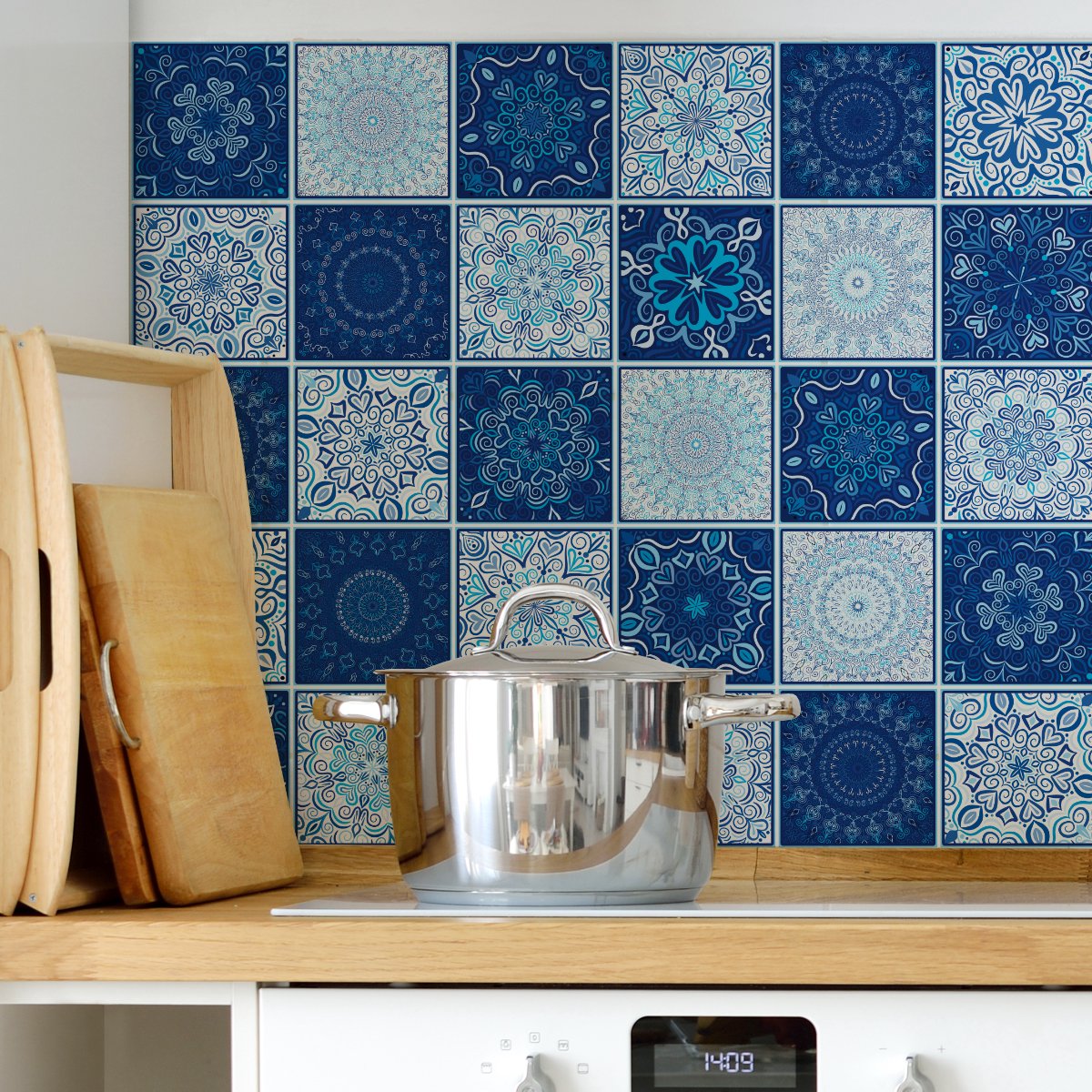 Ambiance Sticker Zelfklevende tegelmuurstickers voor keuken en badkamer - 30 Boheemse tegelstickers IZTAMA - 30 stickers 10x10cm Multi color