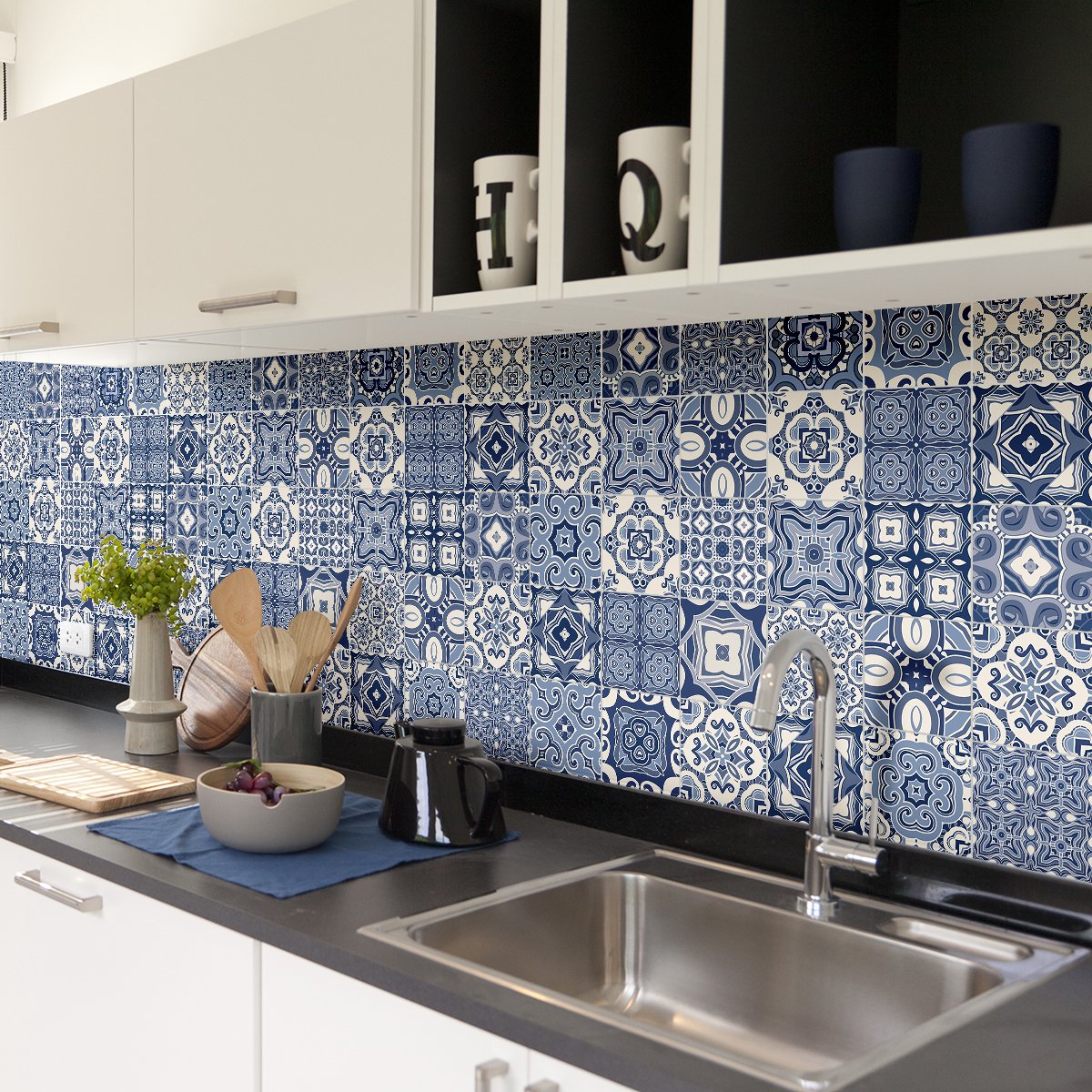 Ambiance Sticker Zelfklevende tegelmuurstickers voor keuken en badkamer - 30 Rafaela Azulejo tegelstickers - 30 stickers 15x15cm Multi color