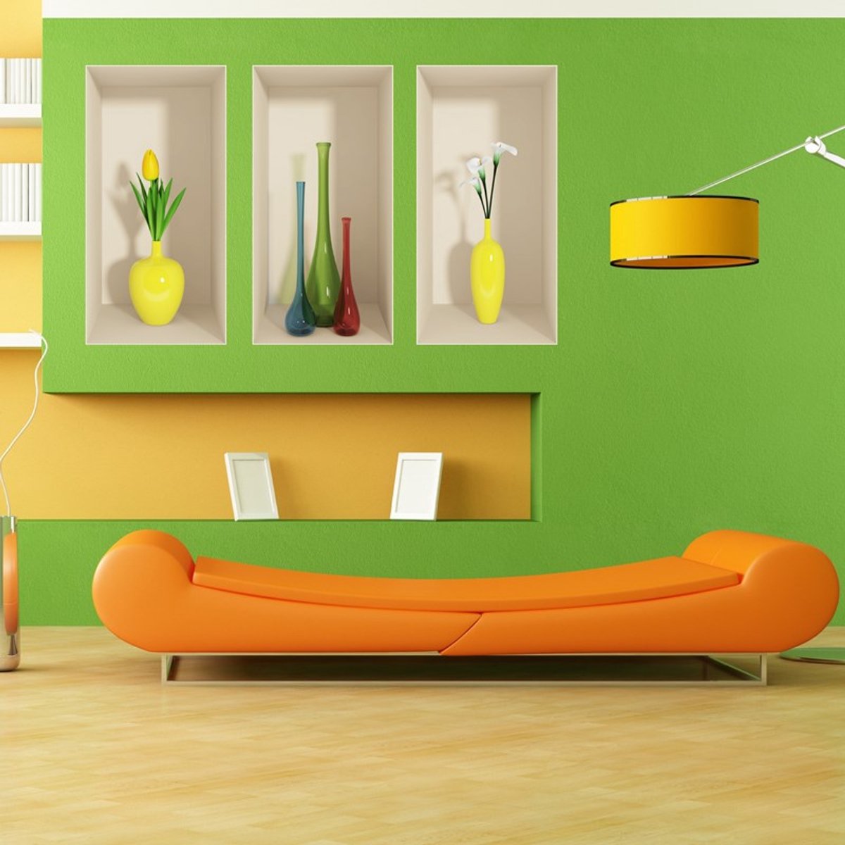 Ambiance Sticker 3D-bloemsticker - gele vazen ​​60 x 90 cm Multi color