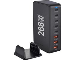 GaN3 268W - USB‑C - USB-A - Snellader – Desktop Oplader - 100W PD Fast Charging – Voor Laptop & Smartphone