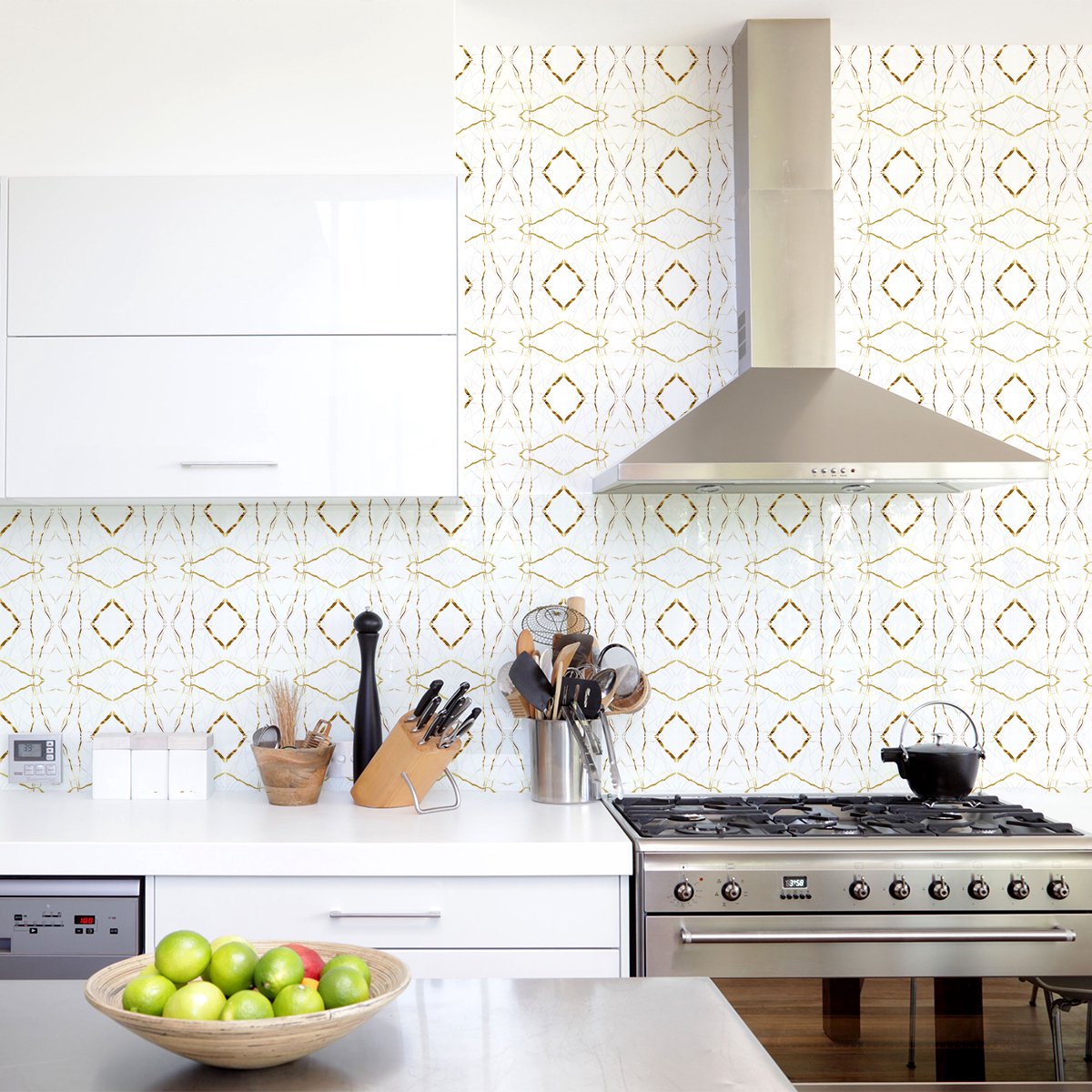Ambiance Sticker Zelfklevende tegelmuurstickers voor keuken en badkamer - 60 tegelstickers in marmer- en goudtinten - 60 stickers 20x20cm Multi color