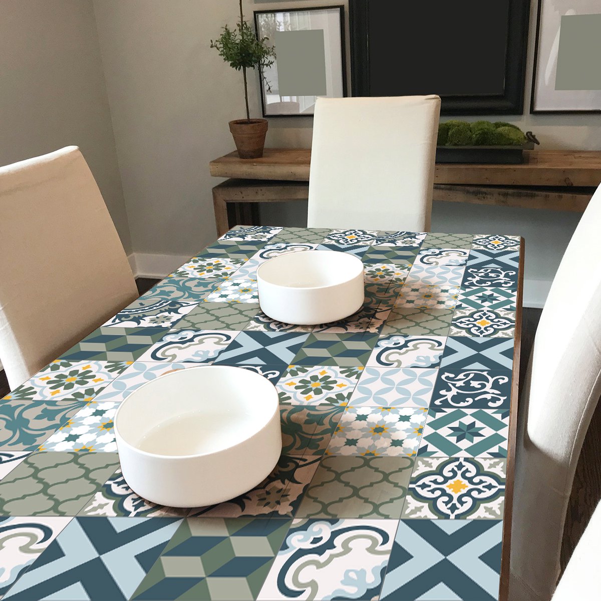 Ambiance Sticker Meubeldecoratiestickers - Zelfklevende stickers voor keuken en woonkamer - 60 HECTORIO meubeltegelstickers - 60 stickers 15x15cm Multi color