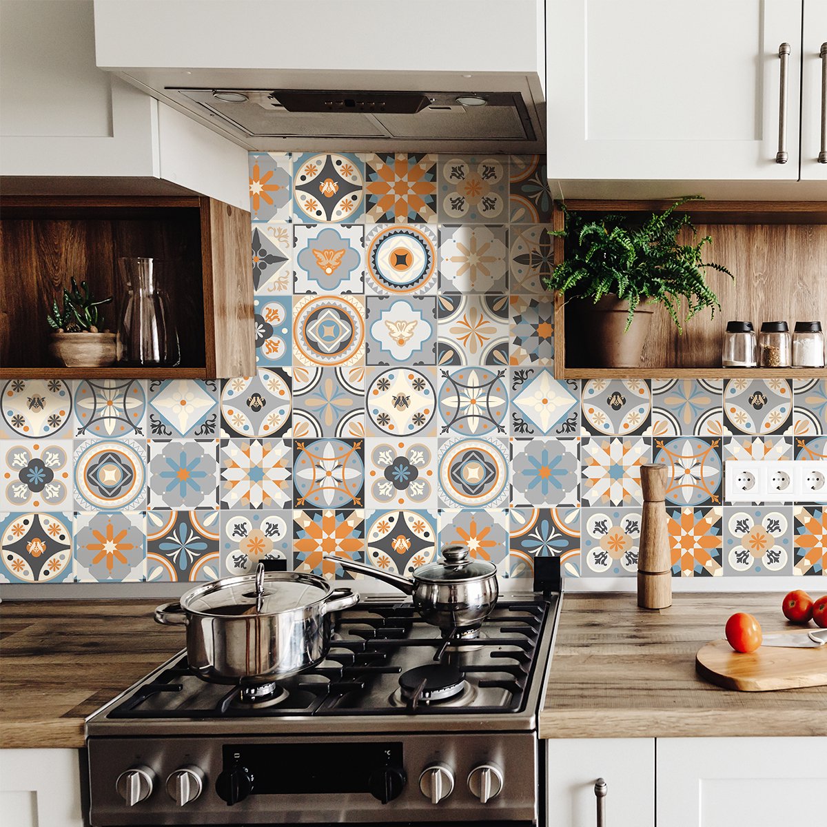 Ambiance Sticker Zelfklevende tegelmuurstickers voor keuken en badkamer - 9 AZULEJOS LONARENO TEGELSTICKERS - 9 stickers 20x20cm Multi color