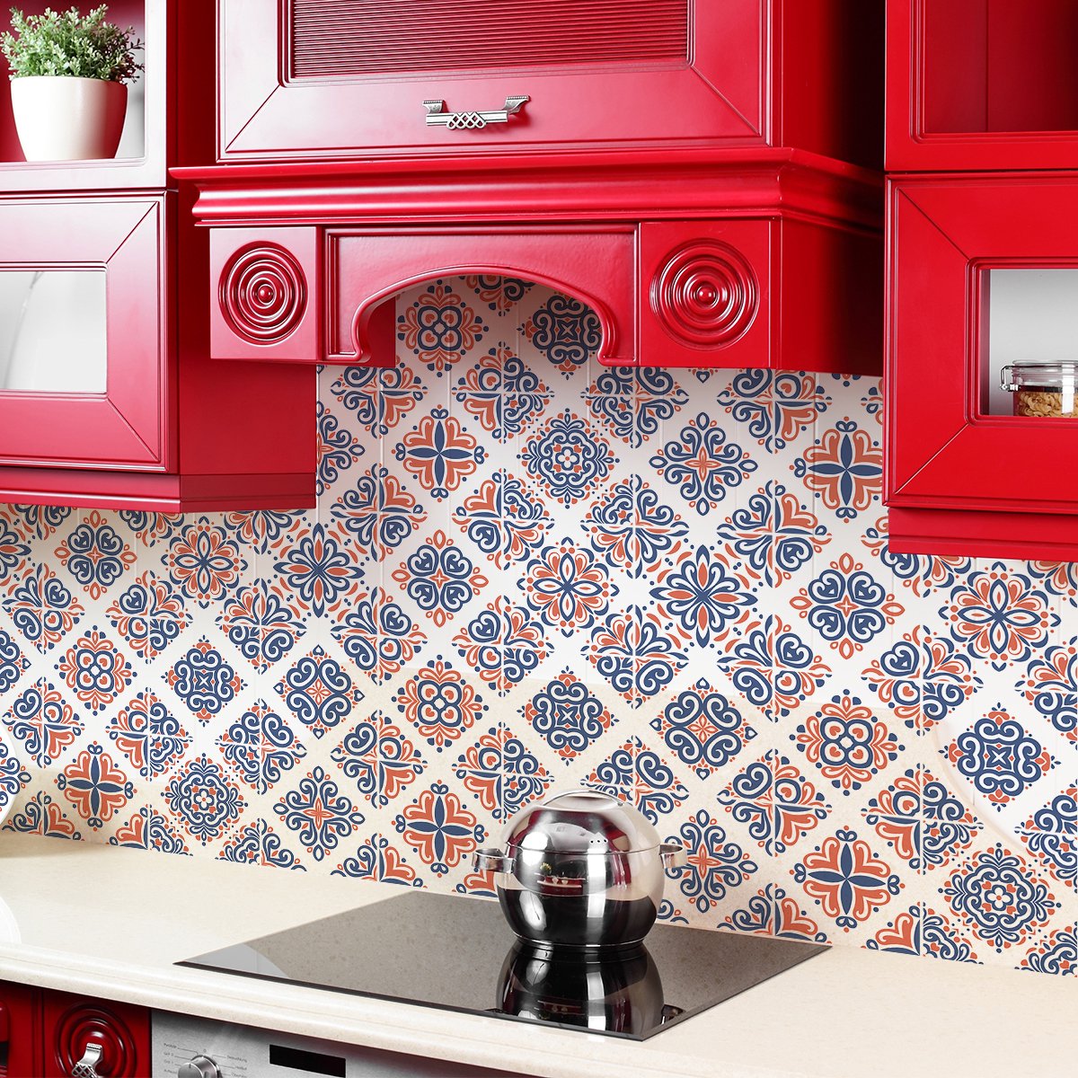 Ambiance Sticker Zelfklevende tegelmuurstickers voor keuken en badkamer - 24 Arlinda Azulejo tegelstickers - 24 stickers, 15x15cm Multi color