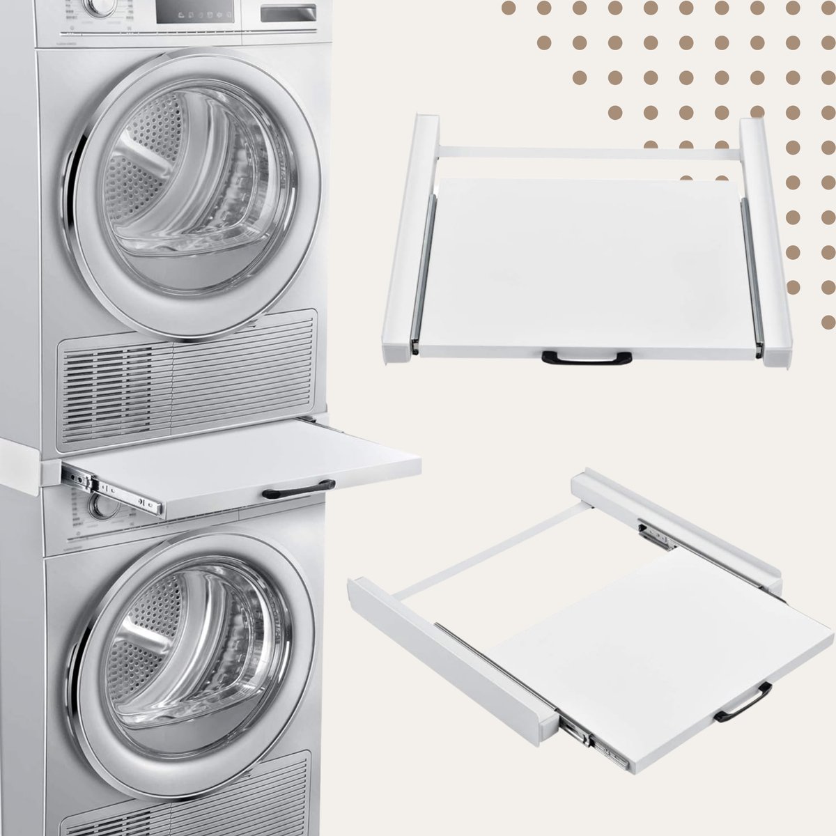 Dastium Home - Stapelkit Wasmachine en Droger - Stapelset Wasmachine en droger - Tussenstuk Wasmachine en Droger - Universeel — afbeelding 6