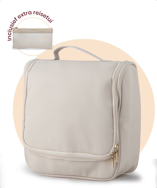 Morelia® XL Toilettas Met Reisetui Beige - Voor Heren en Dames - Ophangbaar - Organizer