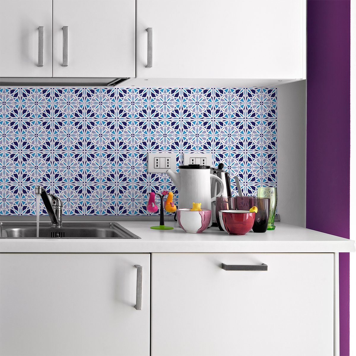 Ambiance Sticker Zelfklevende tegelmuurstickers voor keuken en badkamer - 24 Jona Azulejos tegelstickers - 24 stickers 15x15cm Multi color