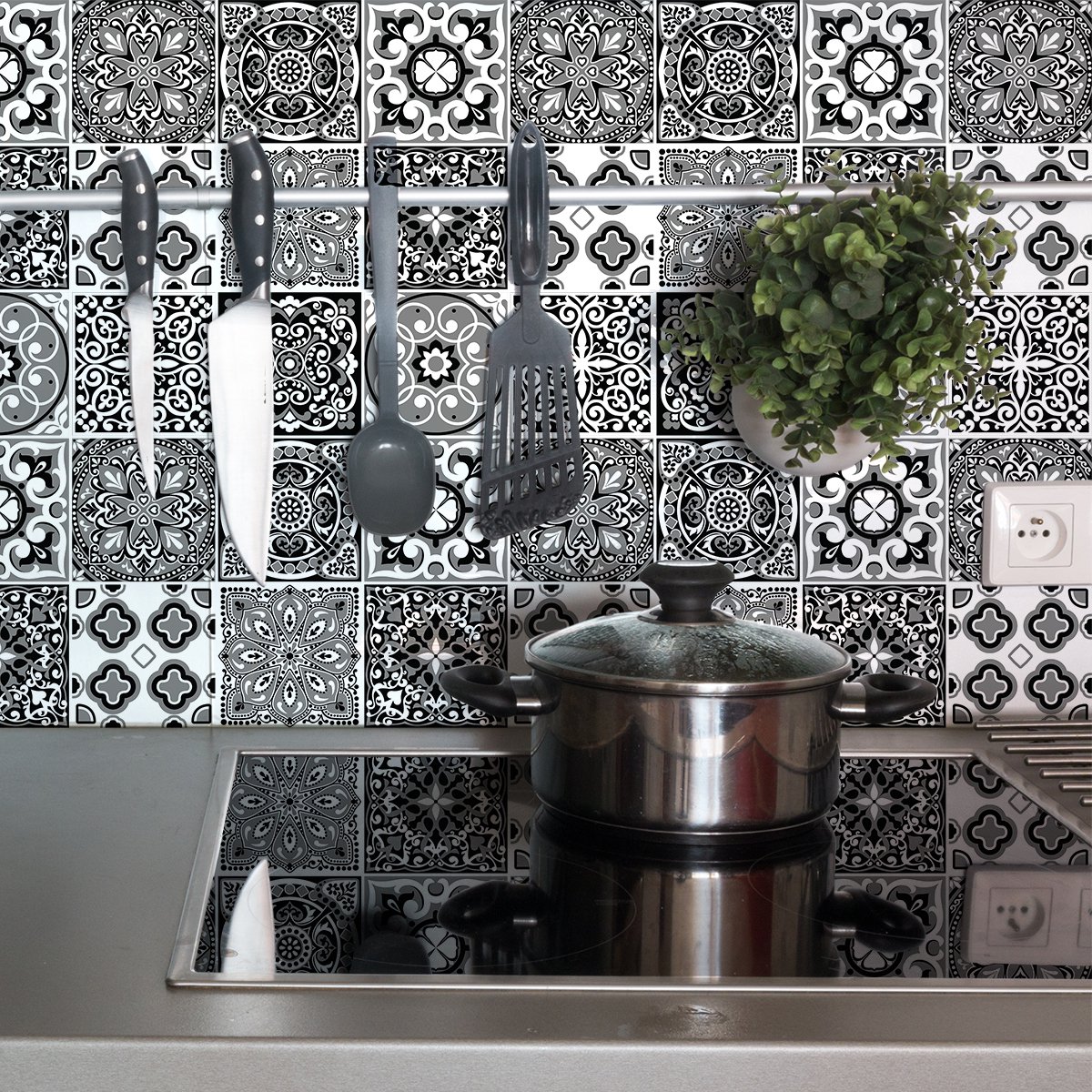 Ambiance Sticker Zelfklevende tegelmuurstickers voor keuken en badkamer - 9 Azulejos Amadona tegelstickers - 9 stickers van 15x15 cm Multi color