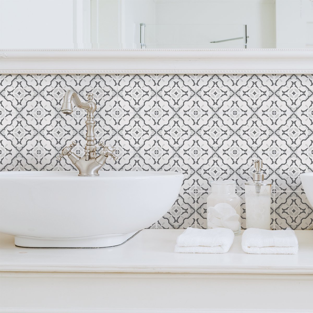 Ambiance Sticker Zelfklevende tegelmuurstickers voor keuken en badkamer - 9 cementtegelstickers (AZULEJOS VANDA) - 9 stickers, 20x20cm Multi color