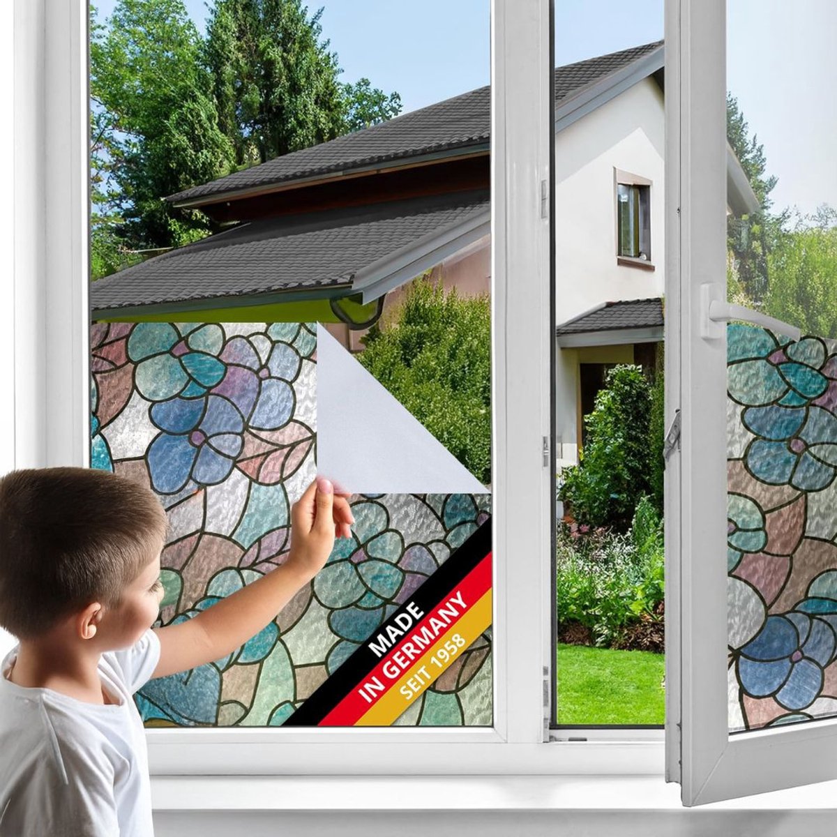 VELTRR® Raamfolie Glas in Lood - Zelfklevend - Antieke Look - Multikleur