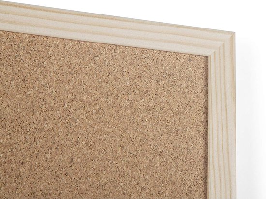 BoardsPlus Prikbord Met Oppervlak Van Kurk, Kurkbord Met Zelfherstellend Kurk Omlijsting Van Grenen Hout 80 X 60 Cm