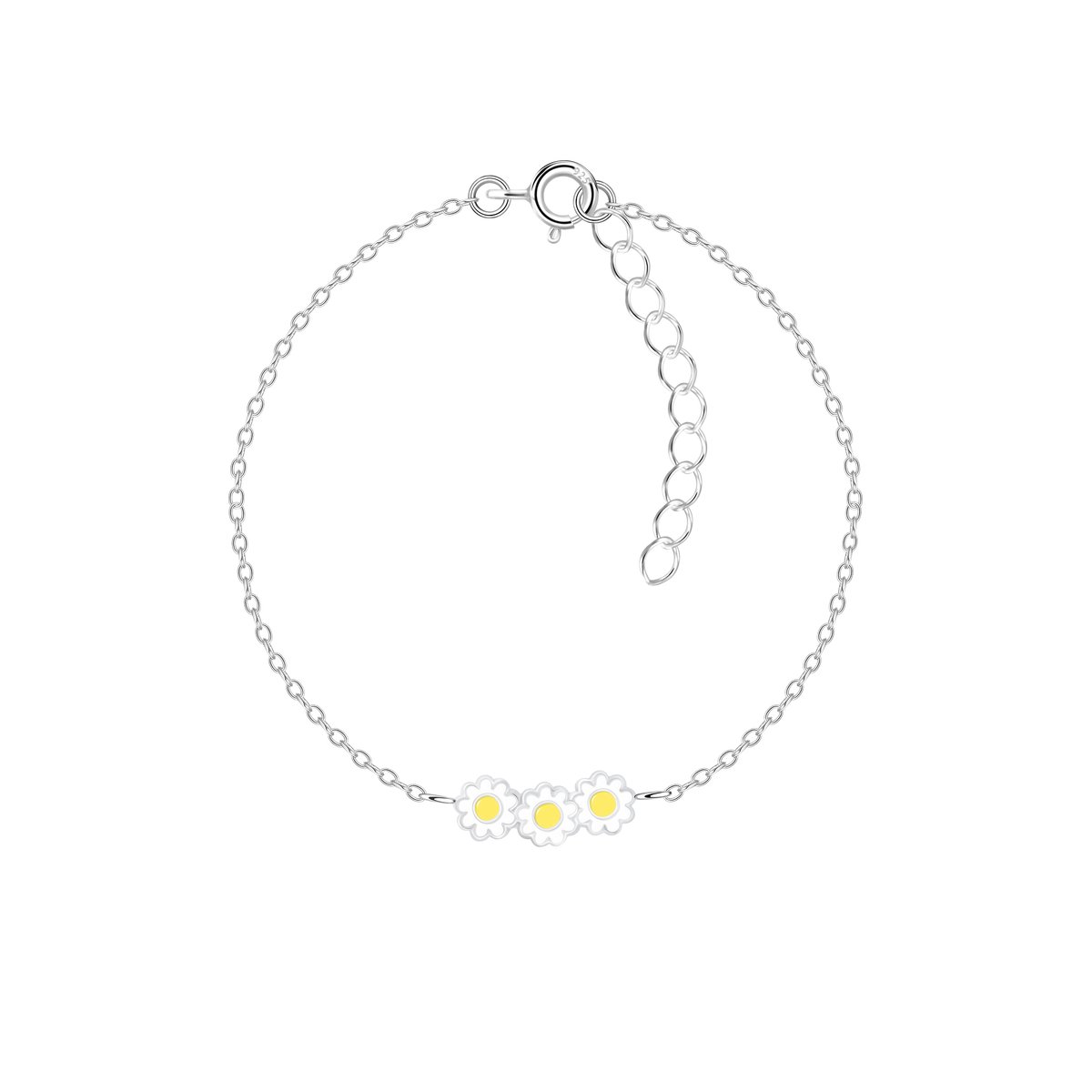 zilveren kinderarmband met madeliefjes | daisy hanger armband | armbandje Meisje Zilver | Zilverana | Sterling 925 Silver