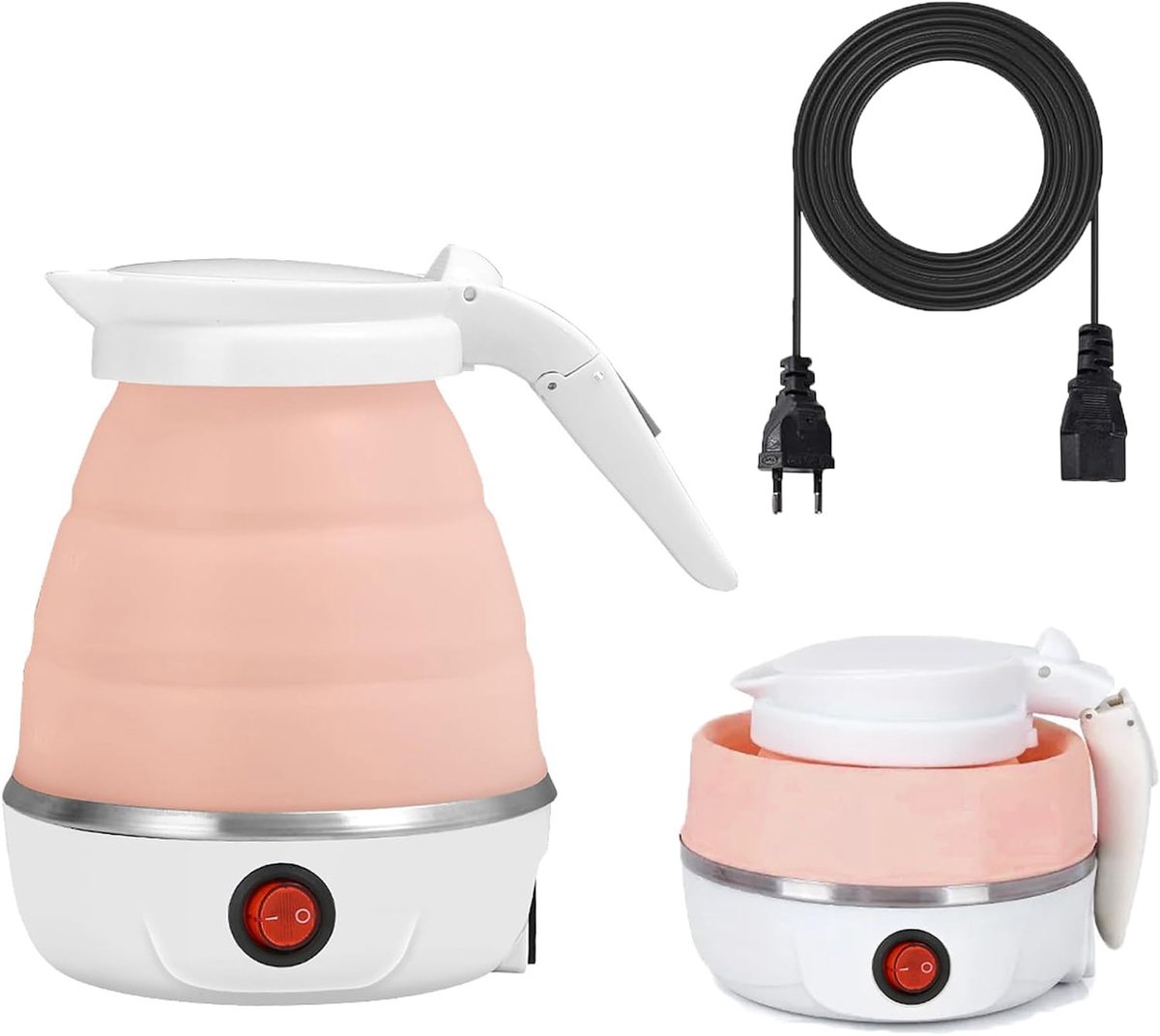Opvouwbare elektrische waterkoker - compacte mini waterkoker voor reizen en kamperen, silicone en roestvrij staal
