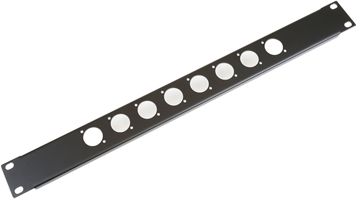 Penn Elcom R1269/1Uk frontplaat, 8 gaten Neutrik D, 1 HE, staal
