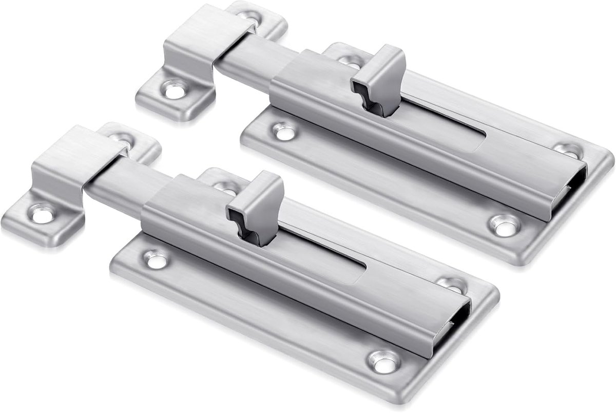 Schuifvergrendeling RVS - 2 Stuks Deurgrendel voor Veiligheid - 10,5 x 4,7 cm