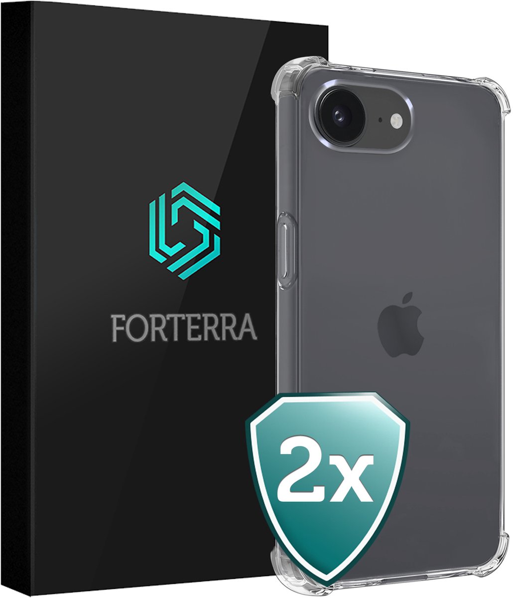 Hoesje 2 Stuks - Geschikt voor Apple iPhone 16e - Sterk & Shockproof - Back Cover - Siliconen Case - Telefoon Hoes Shock Proof - Transparant