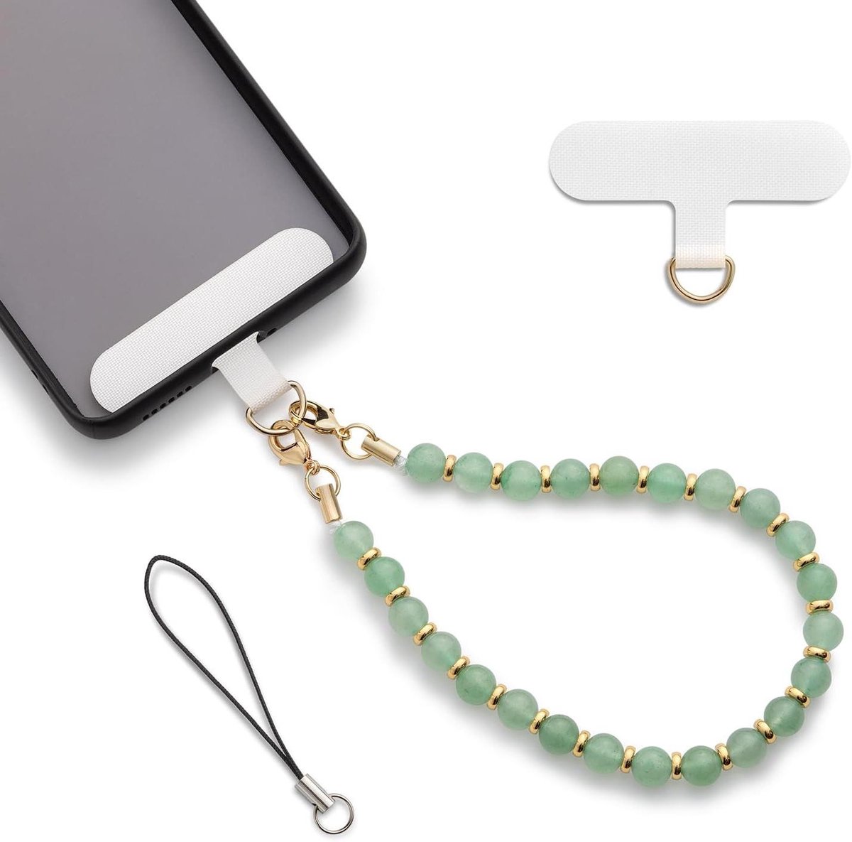 Mobiele telefoonketting - universele telefoonhanger - 1 stuk - groen - parels