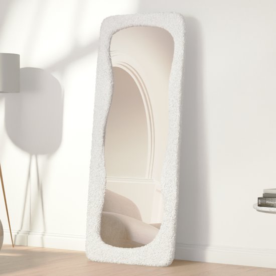 Mirlux Teddy Organische Spiegel - Passpiegel - Staand en Hangend - Wandspiegel - Make up Spiegel - 160 x 60 cm - Wit