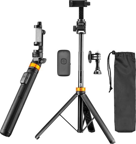Studio ME Telefoon Statief - 180 cm - Selfiestick Tripod - Action Camera Statief - Incl. Bluetooth Afstandsbediening - Tripod Smartphone