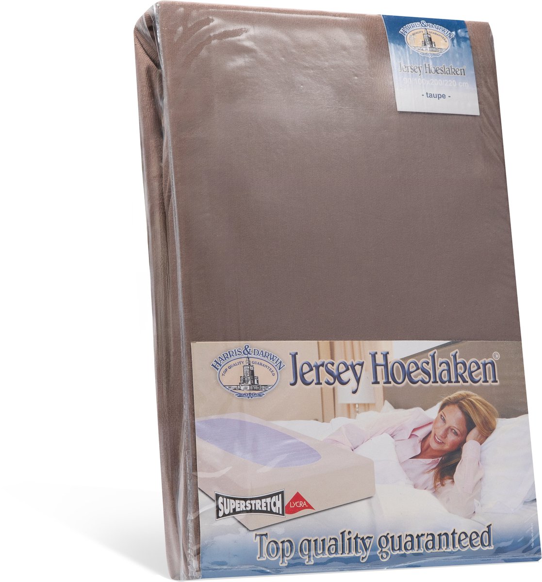 H&D Dubbel Jersey Hoeslaken - Taupe Lits-jumeaux 180x200cm - 100% Katoen - Hoge Hoek - Stretch - 100% Katoen