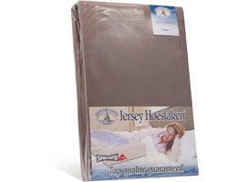 H&D Dubbel Jersey Hoeslaken - Taupe Tweepersoons 140x200cm - 100% Katoen - Hoge Hoek - Stretch - 100% Katoen