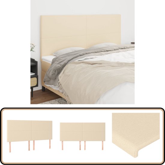 Têtes de lit vidaXL - Lot de 4 - Tête de lit classique en tissu crème - Tête de lit - Tête de lit en Tissus - Tête de lit crème