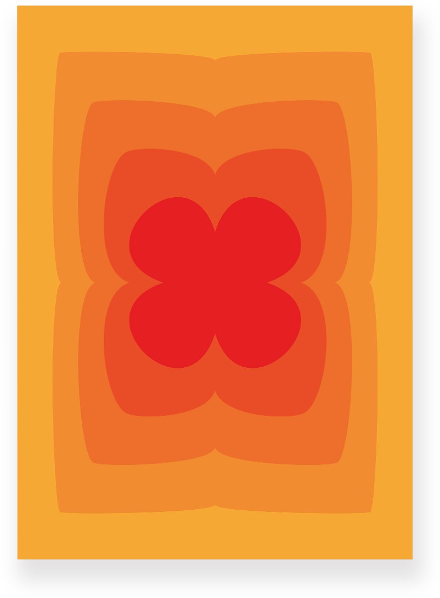 Yisual Poster 30x40 cm - Abstracte Kleurovergang - Klavertje Vier - Geel - Oranje - Vintage - Op-Art - Muurdecoratie - Wanddecoratie