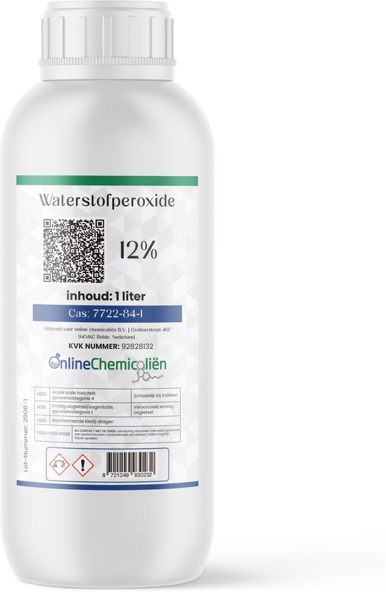 Online chemicalien – Waterstofperoxide – 12% – 1 Liter – Zuurstofwater – Ontsmetten en Huishoudelijk