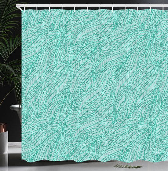 New lit, feuilles de griffonnage abstraites vertes, rideau de douche, Set de Decor de salle de bain avec crochets, 180 cm de large et 200 cm de long